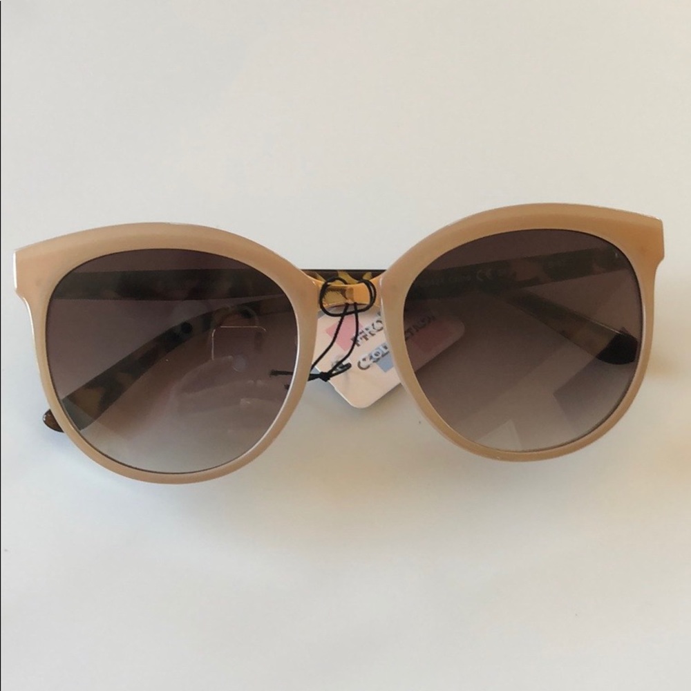 Cream Round trendy fashion sunglasses - Picture 3 of 8